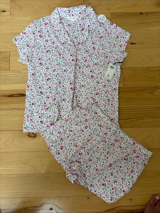 Laura Ashley Other - Laura Ashley Pink & Green Strawberry Print Short-Sleeve Pajama Set